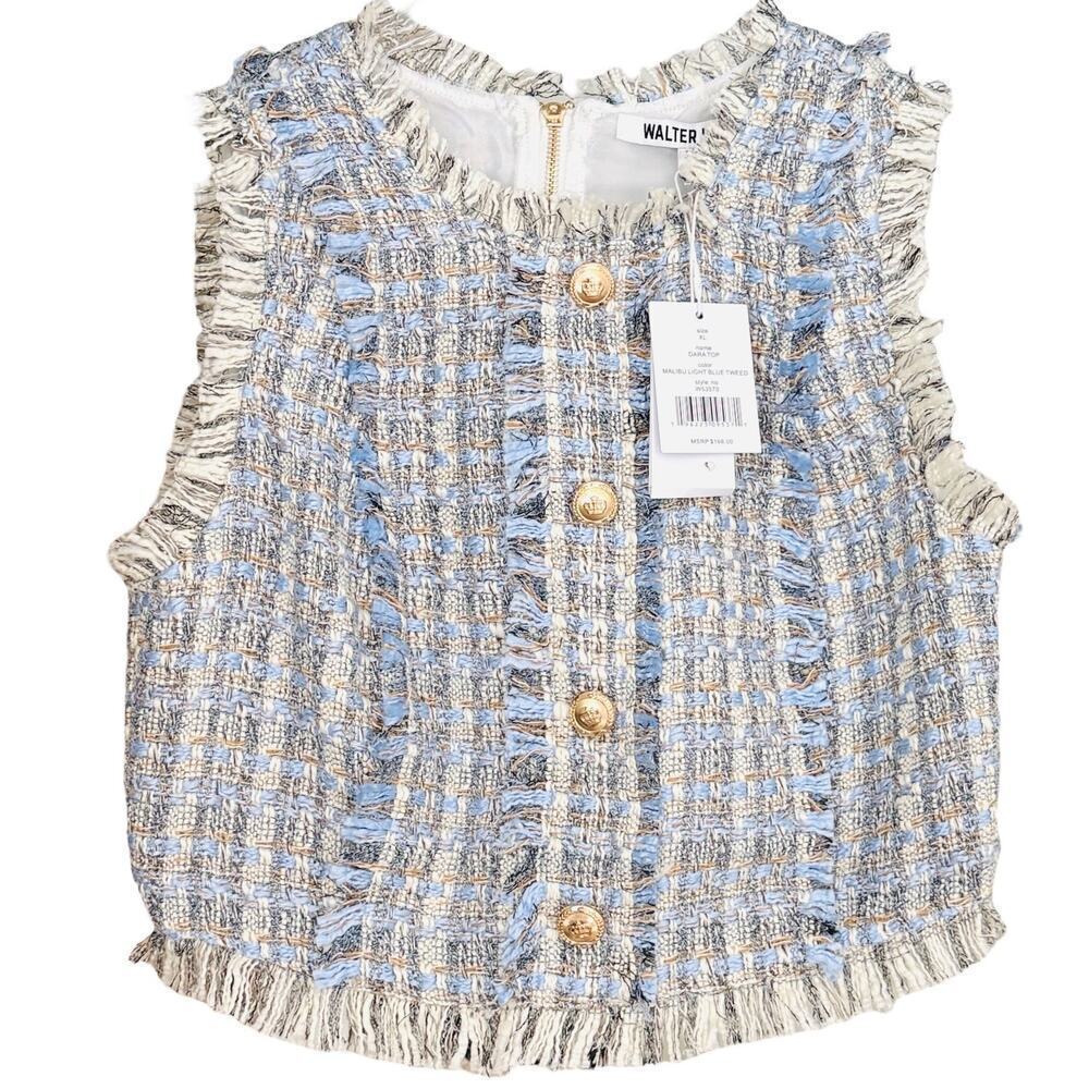 Walter Baker Dara Malibu Light Blue Tweed Top XL